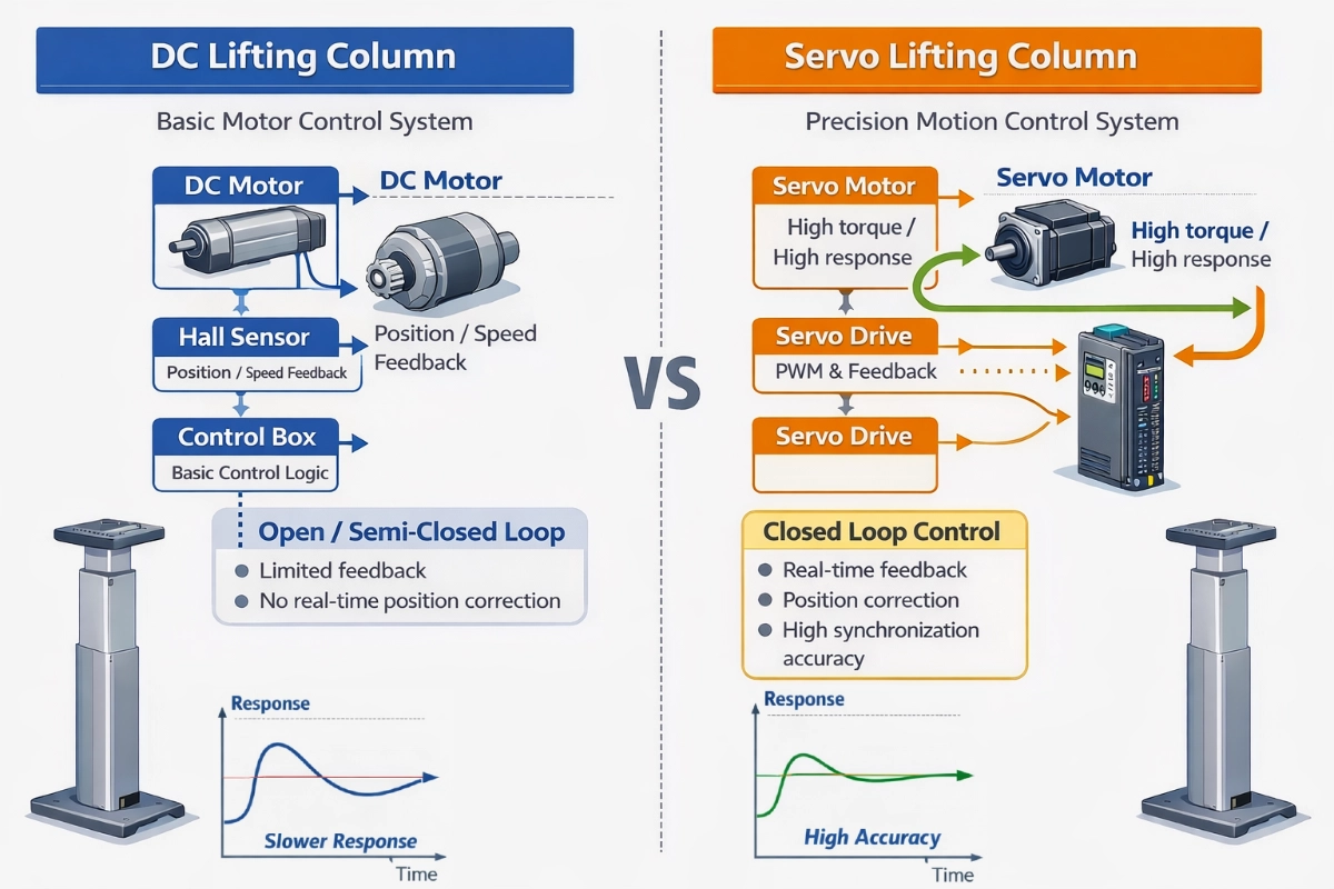 Difference between DC and Servo Lifting Columns